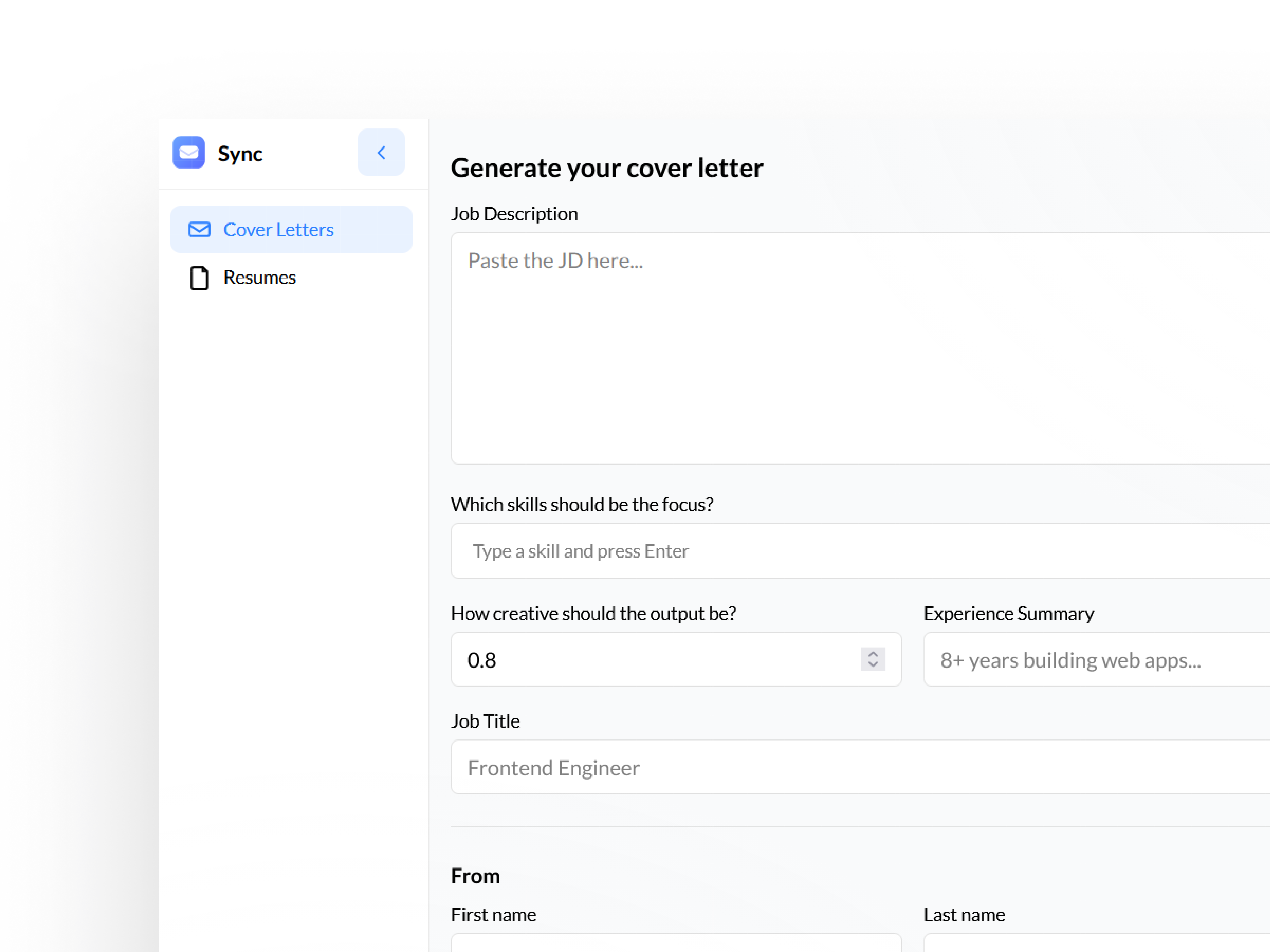 Sync: AI resume and cover-letter generator 